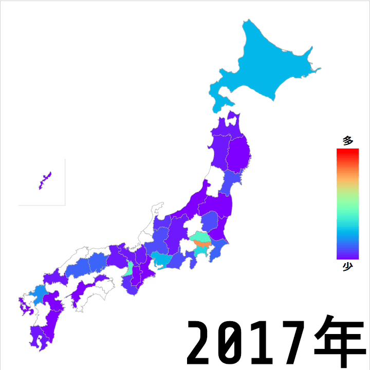 都道府県別に見たサンプル請求数の推移